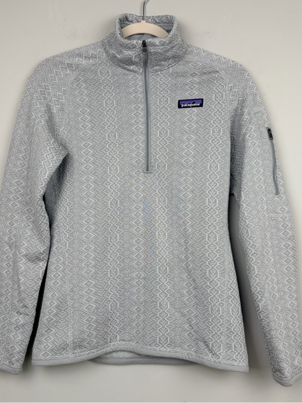 Patagonia Better Sweater 1/4 Zip Pullover Womens XS Gray Geometric‎ FA21 25618